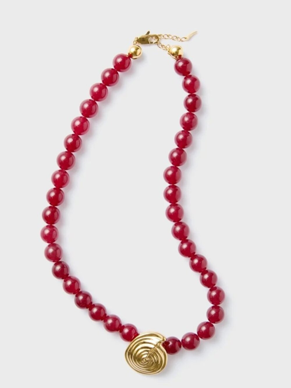 Missoma Spiral Gemstone Pendant Necklace in Gold Dark Cherry Womens Jewelry